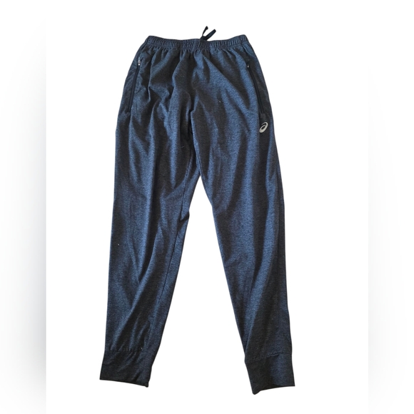 Asics Gray Drawstring Joggers Zip Pockets Size M - Picture 1 of 6